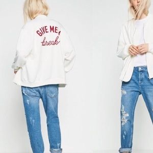 give me a break embroidered bomber jacket